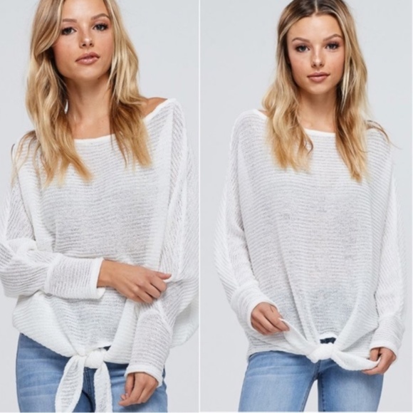 October Love Sweaters - Must Have Front Tie White Sweater